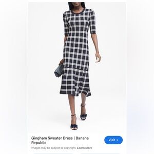 Banana Republic Gingham Knit Sweater Midi Dress